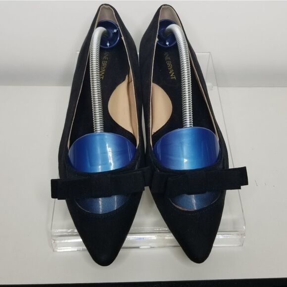Lane Bryant Black Illusion Bow Flat Women 8W Ballet Faux Suede Flat  Pointed Toe - Picture 2 of 13